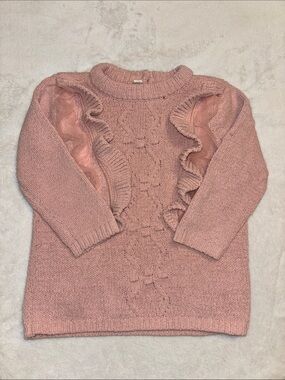 MISS Soft Pink Ruffle Cable Knit Sweater 12-18 months